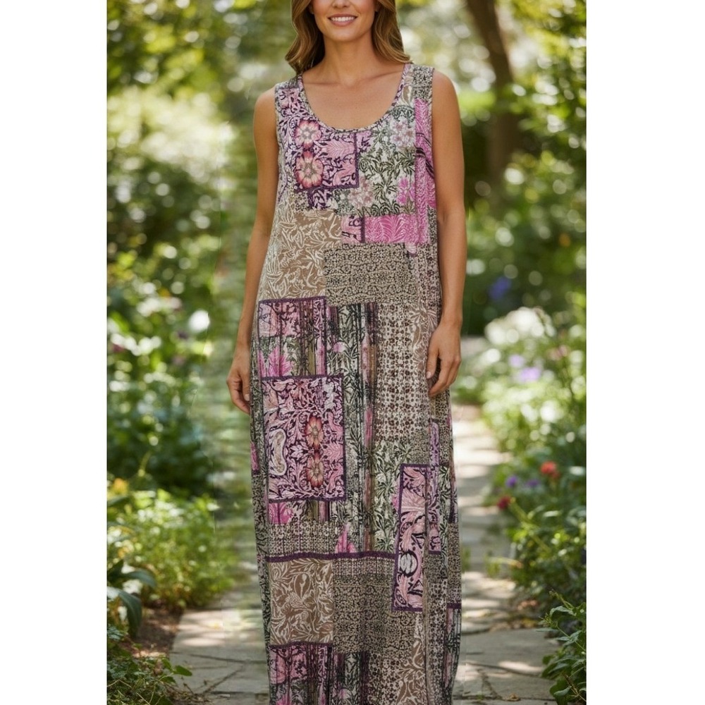 CHEZTU Womens 20 Boho Patchwork Floral Maxi Dress Cottagecore Summer Sleeveless